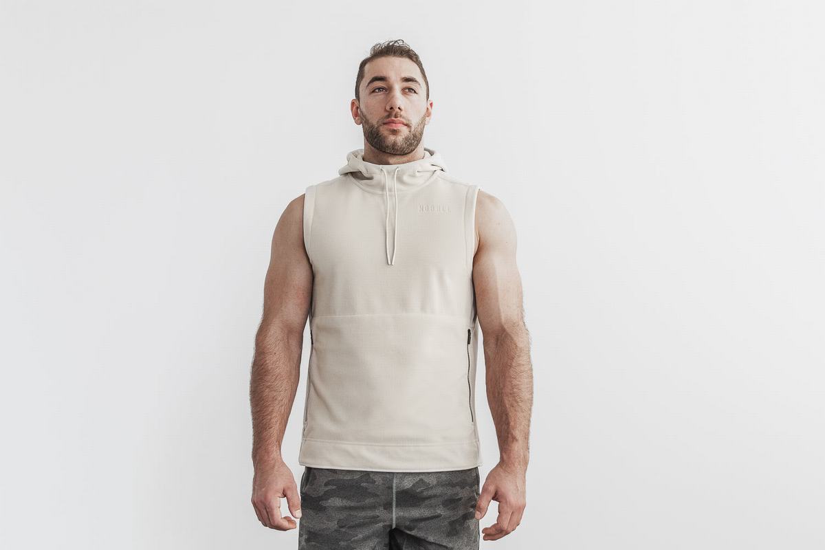 Nobull Arctic Sleeveless Men\'s Pullover Beige | Australia (KX5693)